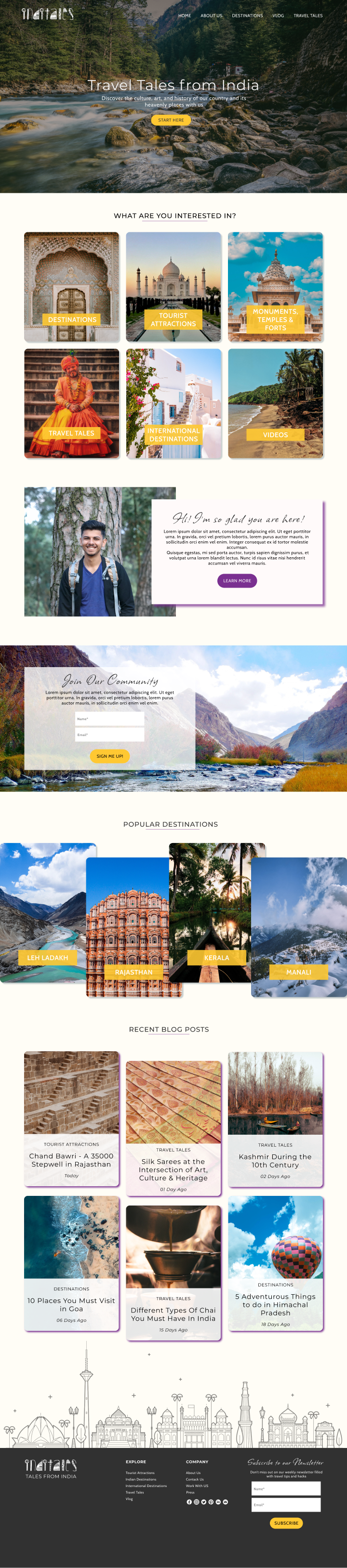 Re-design of an Indian Travel Blog. Designed in Figma.